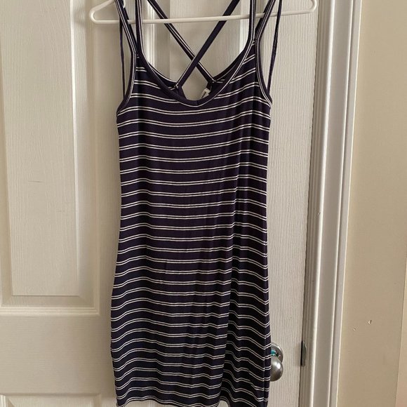 Garage Striped Navy and White Body Con Dress - Picture 1 of 3